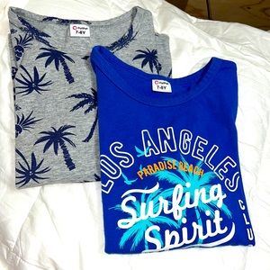 Set of 2 Pat Pat T Shirts Boys Size 7-8Y L.A. Surfing & Palm Trees